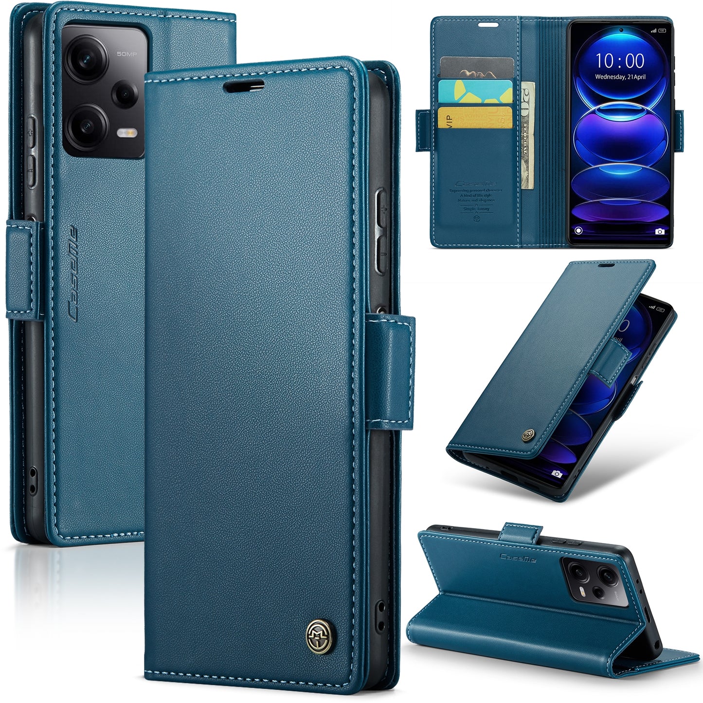 Xiaomi Redmi Note 12 Pro 5G Global Litchi Texture RFID Anti-theft Leather Phone Case with Butterfly Buckle, Stand & Card Wallet with TPU Shell