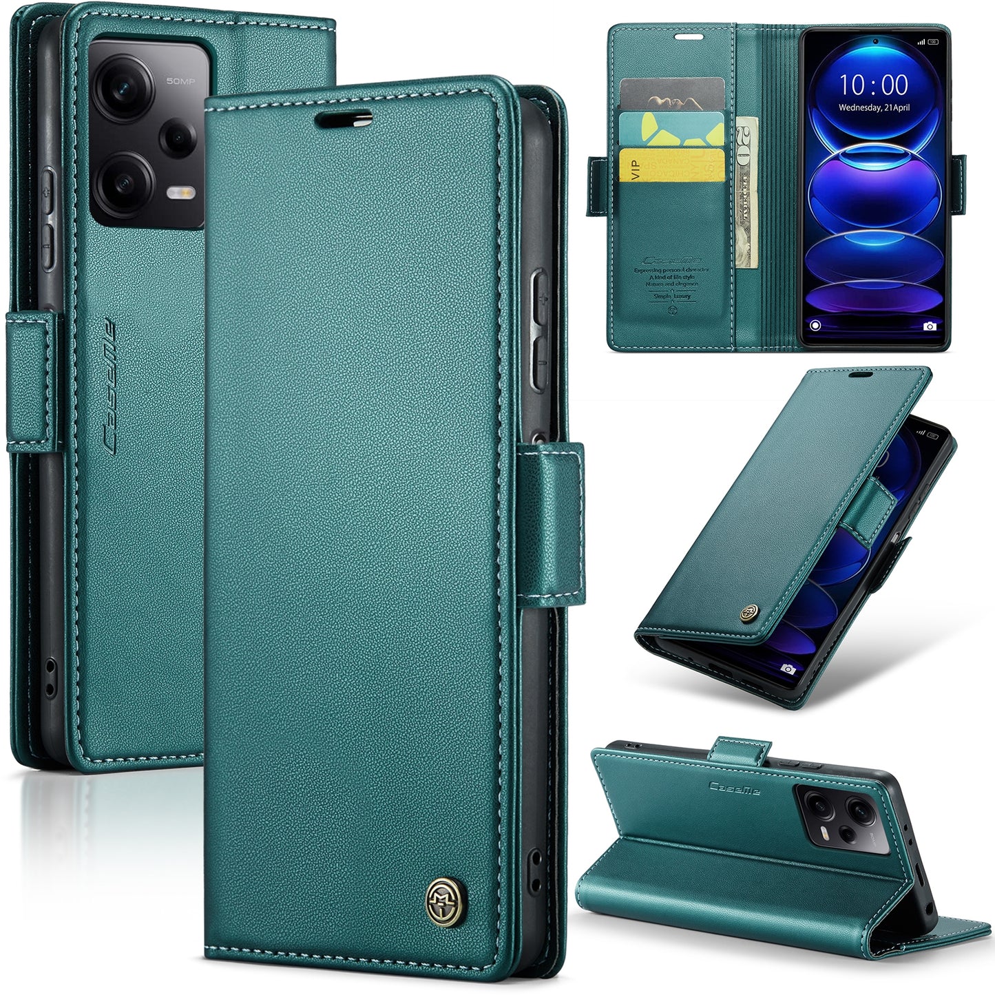 Xiaomi Redmi Note 12 Pro 5G Global Litchi Texture RFID Anti-theft Leather Phone Case with Butterfly Buckle, Stand & Card Wallet with TPU Shell
