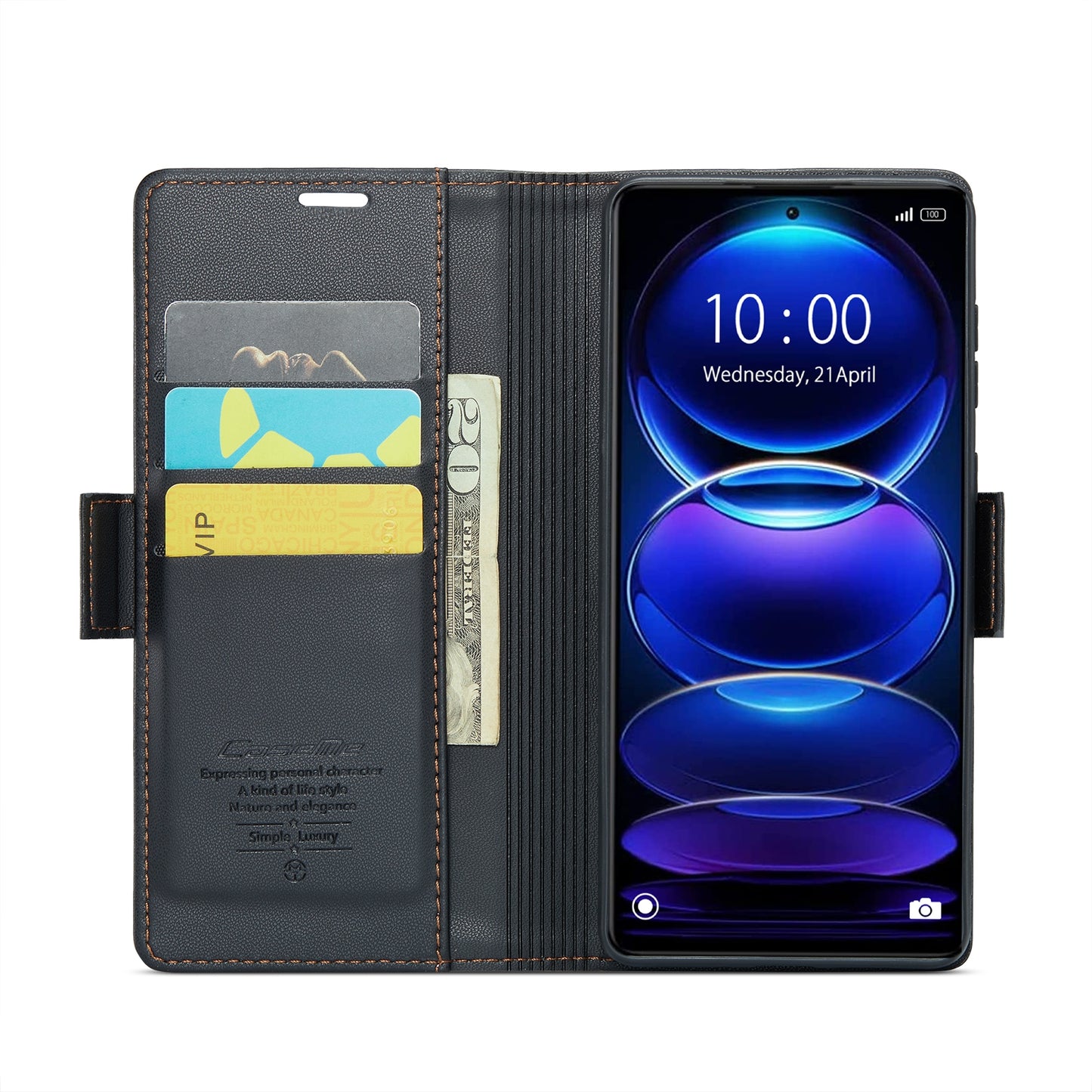 Xiaomi Poco X5 Pro 5G Litchi Texture RFID Anti-theft Leather Phone Case with Butterfly Buckle, Stand & Card Wallet with TPU Shell