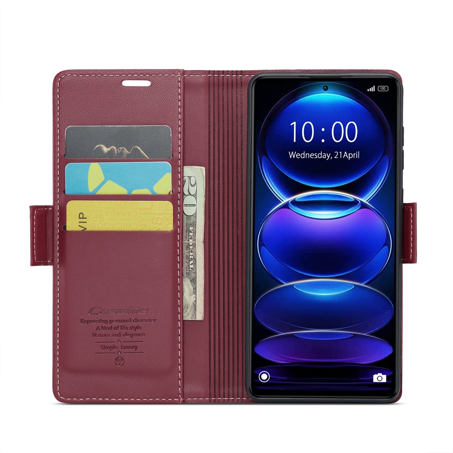 Xiaomi Poco X5 Pro 5G Litchi Texture RFID Anti-theft Leather Phone Case with Butterfly Buckle, Stand & Card Wallet with TPU Shell