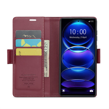 Xiaomi Poco X5 Pro 5G Litchi Texture RFID Anti-theft Leather Phone Case with Butterfly Buckle, Stand & Card Wallet with TPU Shell