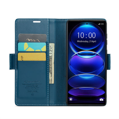 Xiaomi Poco X5 Pro 5G Litchi Texture RFID Anti-theft Leather Phone Case with Butterfly Buckle, Stand & Card Wallet with TPU Shell