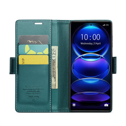 Xiaomi Poco X5 Pro 5G Litchi Texture RFID Anti-theft Leather Phone Case with Butterfly Buckle, Stand & Card Wallet with TPU Shell