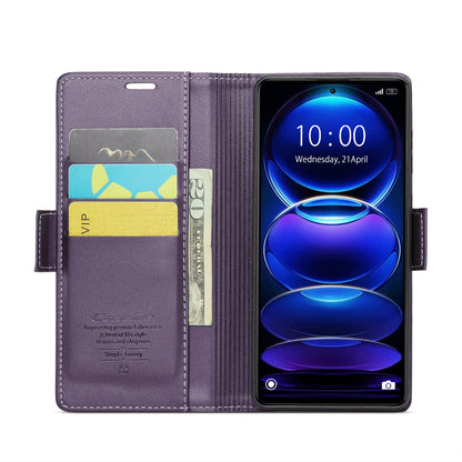 Xiaomi Poco X5 Pro 5G Litchi Texture RFID Anti-theft Leather Phone Case with Butterfly Buckle, Stand & Card Wallet with TPU Shell