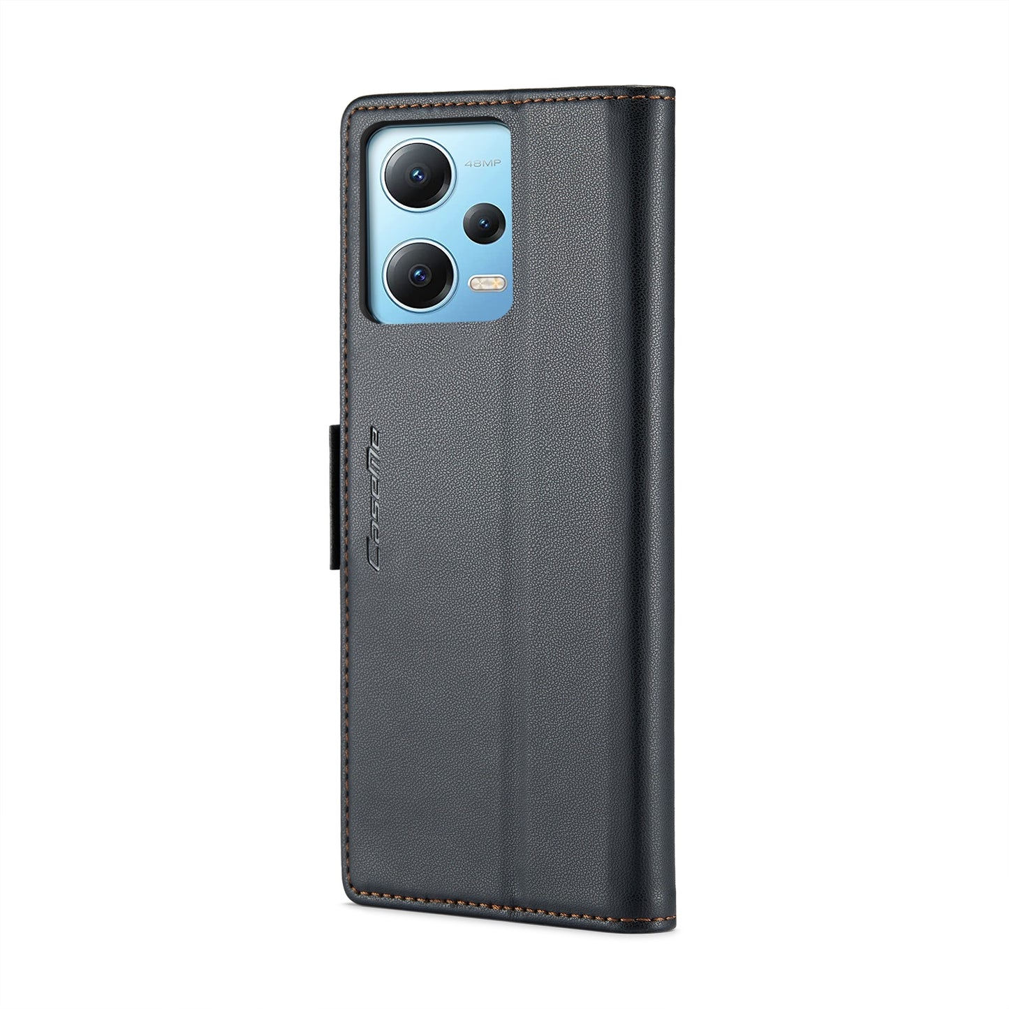 Xiaomi Redmi Note 12 5G Global Litchi Texture RFID Anti-theft Leather Phone Case with Butterfly Buckle, Stand & Card Wallet with TPU Shell