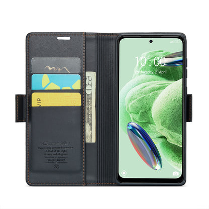 Xiaomi Redmi Note 12 5G Global Litchi Texture RFID Anti-theft Leather Phone Case with Butterfly Buckle, Stand & Card Wallet with TPU Shell