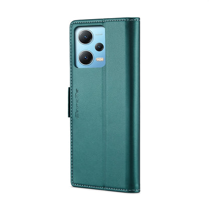 Xiaomi Redmi Note 12 5G Global Litchi Texture RFID Anti-theft Leather Phone Case with Butterfly Buckle, Stand & Card Wallet with TPU Shell