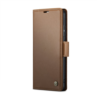 Xiaomi Poco X5 5G Litchi Texture RFID Anti-theft Leather Phone Case with Butterfly Buckle, Stand & Card Wallet with TPU Shell
