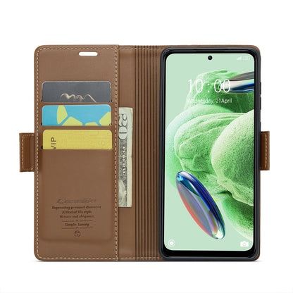 Xiaomi Poco X5 5G Litchi Texture RFID Anti-theft Leather Phone Case with Butterfly Buckle, Stand & Card Wallet with TPU Shell