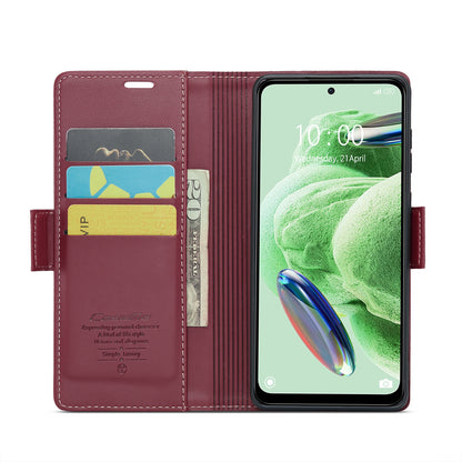 Xiaomi Poco X5 5G Litchi Texture RFID Anti-theft Leather Phone Case with Butterfly Buckle, Stand & Card Wallet with TPU Shell