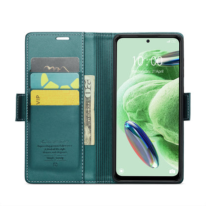Xiaomi Poco X5 5G Litchi Texture RFID Anti-theft Leather Phone Case with Butterfly Buckle, Stand & Card Wallet with TPU Shell