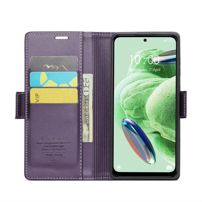 Xiaomi Poco X5 5G Litchi Texture RFID Anti-theft Leather Phone Case with Butterfly Buckle, Stand & Card Wallet with TPU Shell