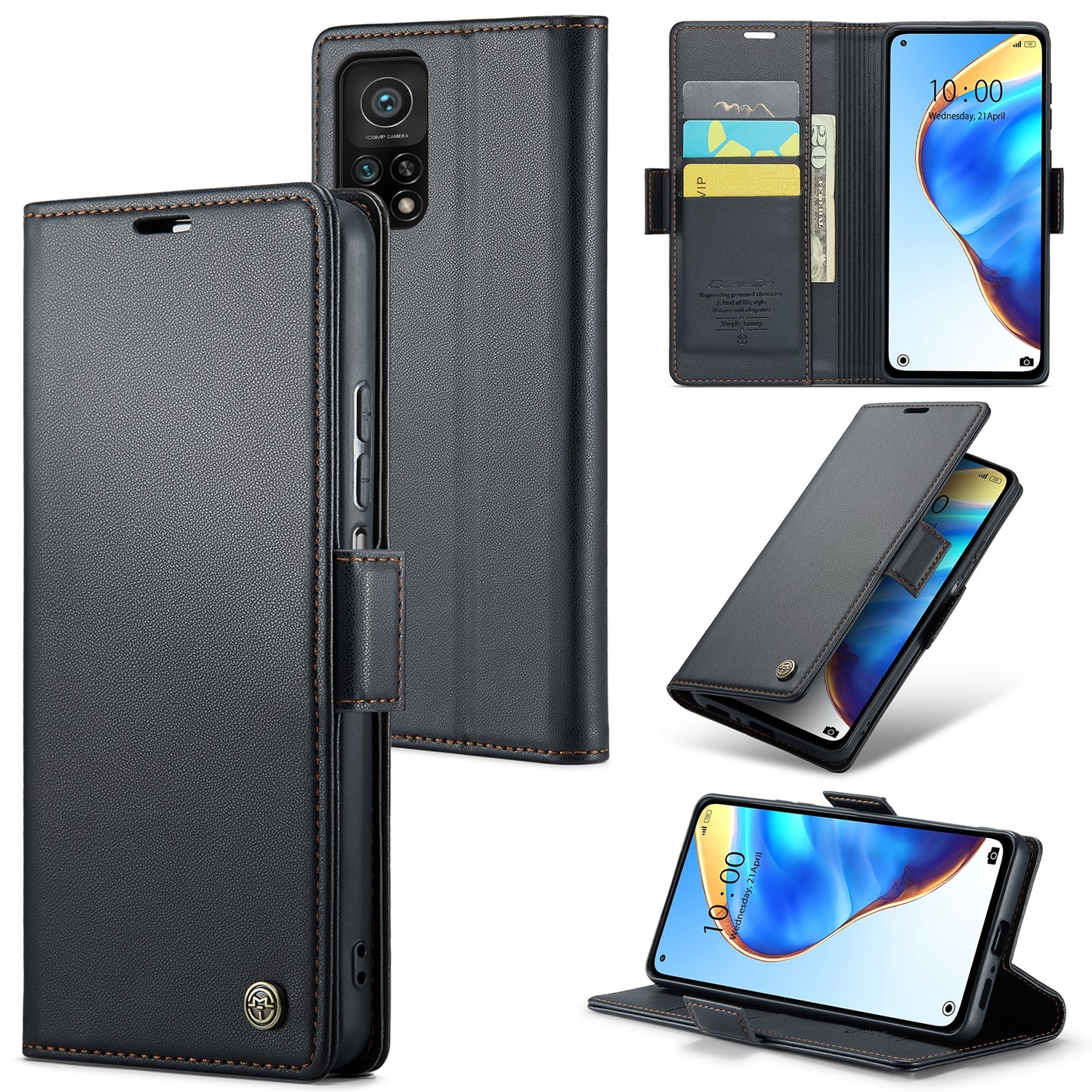 Xiaomi Mi 10T 5G Litchi Texture RFID Anti-theft Leather Phone Case with Butterfly Buckle, Stand & Card Wallet with TPU Shell