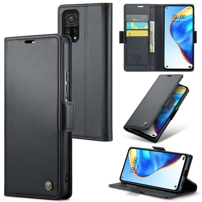 Xiaomi Mi 10T Pro 5G Litchi Texture RFID Anti-theft Leather Phone Case with Butterfly Buckle, Stand & Card Wallet with TPU Shell