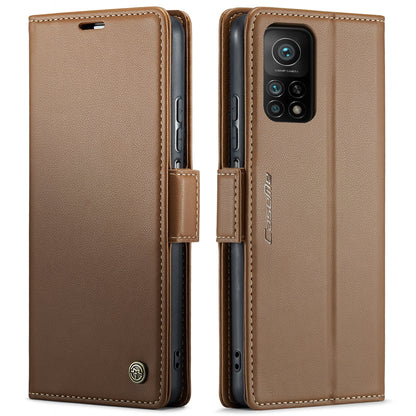 Xiaomi Mi 10T 5G Litchi Texture RFID Anti-theft Leather Phone Case with Butterfly Buckle, Stand & Card Wallet with TPU Shell