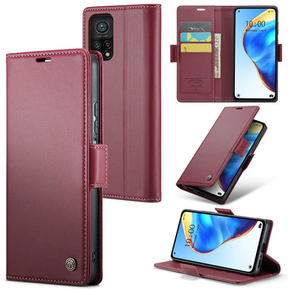 Xiaomi Mi 10T 5G Litchi Texture RFID Anti-theft Leather Phone Case with Butterfly Buckle, Stand & Card Wallet with TPU Shell