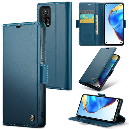 Xiaomi Mi 10T 5G Litchi Texture RFID Anti-theft Leather Phone Case with Butterfly Buckle, Stand & Card Wallet with TPU Shell