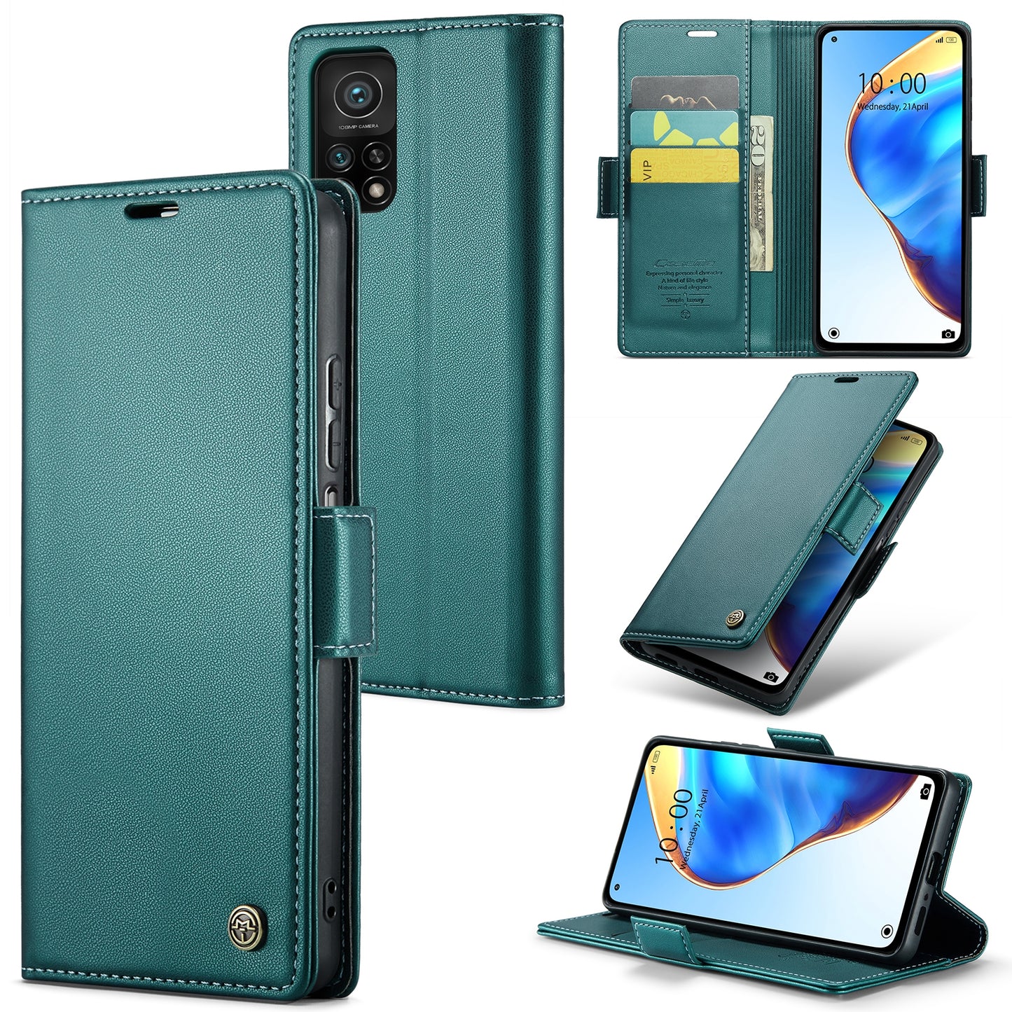 Xiaomi Mi 10T 5G Litchi Texture RFID Anti-theft Leather Phone Case with Butterfly Buckle, Stand & Card Wallet with TPU Shell