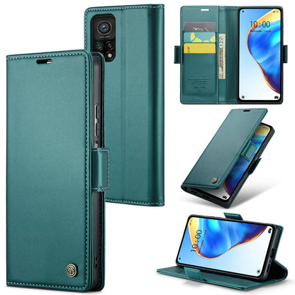 Xiaomi Mi 10T Pro 5G Litchi Texture RFID Anti-theft Leather Phone Case with Butterfly Buckle, Stand & Card Wallet with TPU Shell
