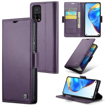 Xiaomi Mi 10T 5G Litchi Texture RFID Anti-theft Leather Phone Case with Butterfly Buckle, Stand & Card Wallet with TPU Shell