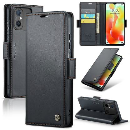 Xiaomi Redmi 11A Litchi Texture RFID Anti-theft Leather Phone Case with Butterfly Buckle, Stand & Card Wallet with TPU Shell