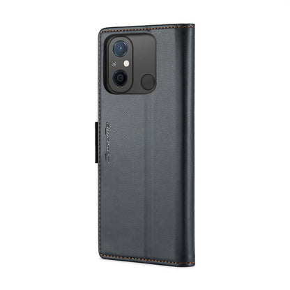 Xiaomi Redmi 11A Litchi Texture RFID Anti-theft Leather Phone Case with Butterfly Buckle, Stand & Card Wallet with TPU Shell