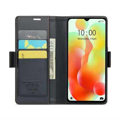 Xiaomi Redmi 12C Litchi Texture RFID Anti-theft Leather Phone Case with Butterfly Buckle, Stand & Card Wallet with TPU Shell