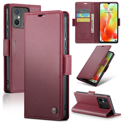 Xiaomi Redmi 11A Litchi Texture RFID Anti-theft Leather Phone Case with Butterfly Buckle, Stand & Card Wallet with TPU Shell