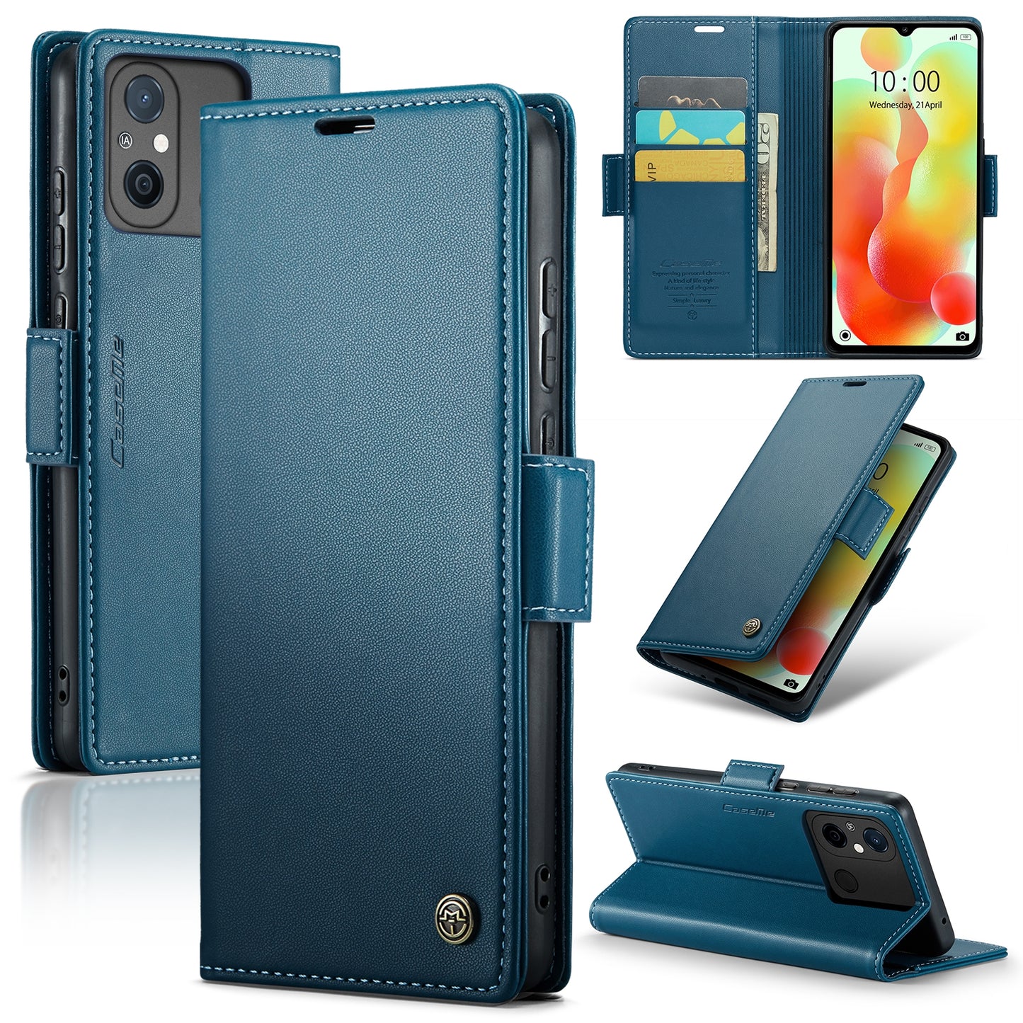 Xiaomi Redmi 12C Litchi Texture RFID Anti-theft Leather Phone Case with Butterfly Buckle, Stand & Card Wallet with TPU Shell