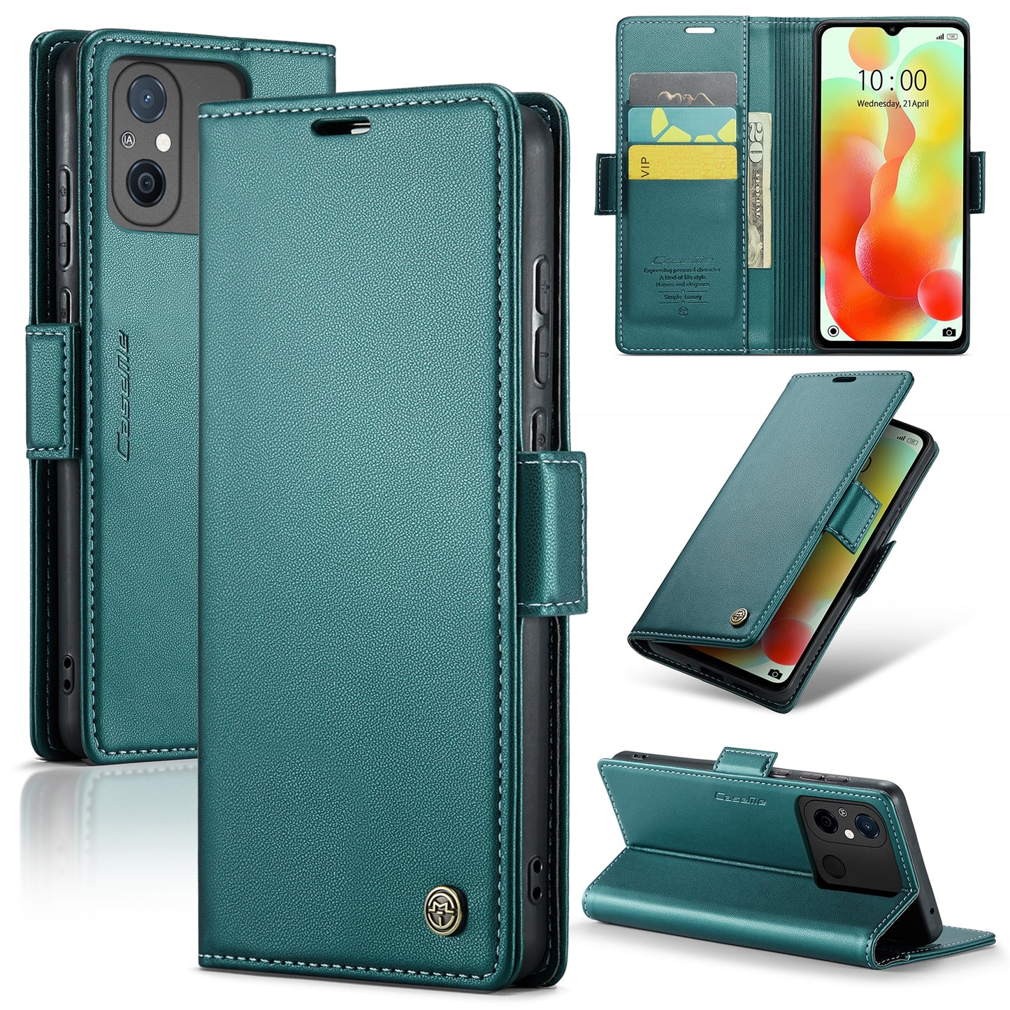 Xiaomi Redmi 12C Litchi Texture RFID Anti-theft Leather Phone Case with Butterfly Buckle, Stand & Card Wallet with TPU Shell