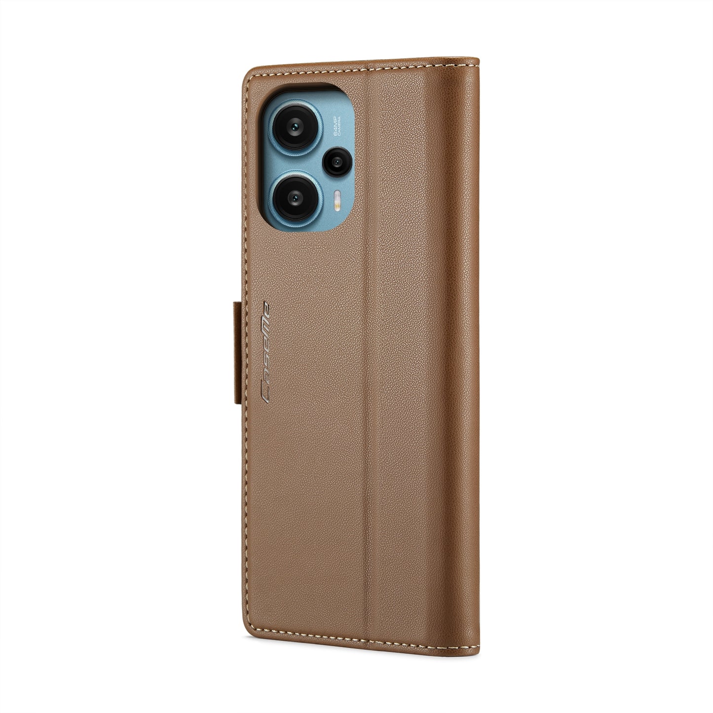 Xiaomi Poco F5 5G Litchi Texture RFID Anti-theft Leather Phone Case with Butterfly Buckle, Stand & Card Wallet with TPU Shell