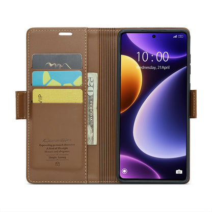 Xiaomi Redmi Note 12 Turbo 5G Litchi Texture RFID Anti-theft Leather Phone Case with Butterfly Buckle, Stand & Card Wallet with TPU Shell