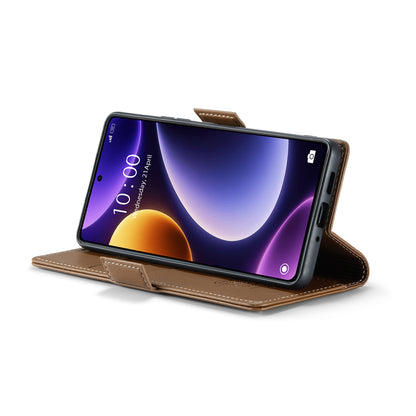 Xiaomi Redmi Note 12 Turbo 5G Litchi Texture RFID Anti-theft Leather Phone Case with Butterfly Buckle, Stand & Card Wallet with TPU Shell