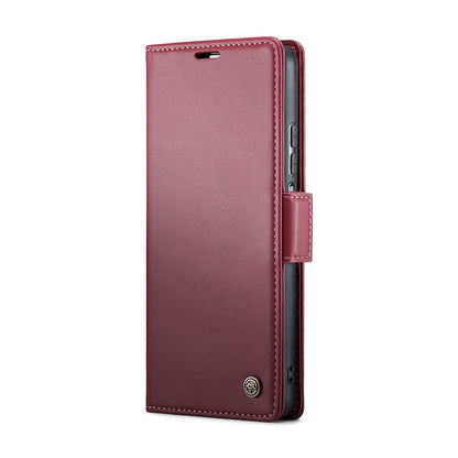 Xiaomi Poco F5 5G Litchi Texture RFID Anti-theft Leather Phone Case with Butterfly Buckle, Stand & Card Wallet with TPU Shell