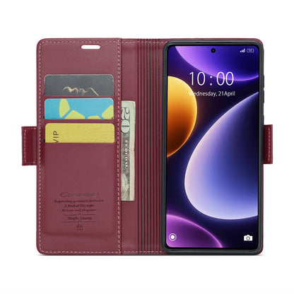 Xiaomi Redmi Note 12 Turbo 5G Litchi Texture RFID Anti-theft Leather Phone Case with Butterfly Buckle, Stand & Card Wallet with TPU Shell