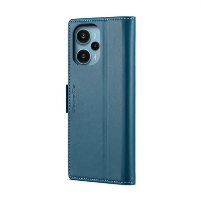 Xiaomi Redmi Note 12 Turbo 5G Litchi Texture RFID Anti-theft Leather Phone Case with Butterfly Buckle, Stand & Card Wallet with TPU Shell