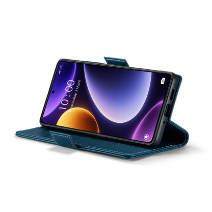 Xiaomi Poco F5 5G Litchi Texture RFID Anti-theft Leather Phone Case with Butterfly Buckle, Stand & Card Wallet with TPU Shell