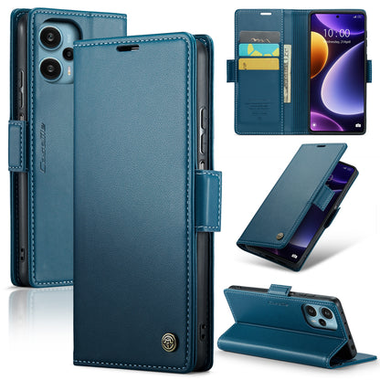 Xiaomi Redmi Note 12 Turbo 5G Litchi Texture RFID Anti-theft Leather Phone Case with Butterfly Buckle, Stand & Card Wallet with TPU Shell