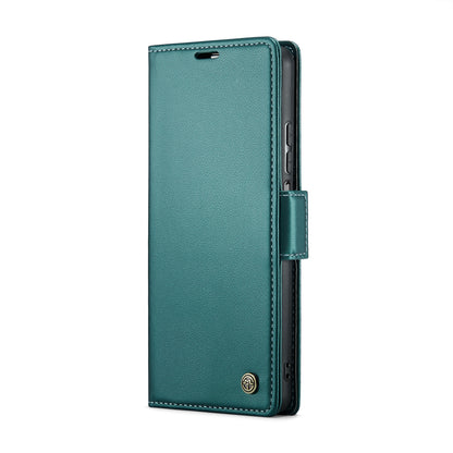 Xiaomi Poco F5 5G Litchi Texture RFID Anti-theft Leather Phone Case with Butterfly Buckle, Stand & Card Wallet with TPU Shell