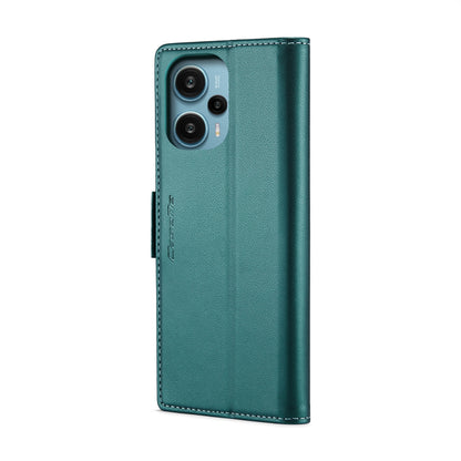 Xiaomi Poco F5 5G Litchi Texture RFID Anti-theft Leather Phone Case with Butterfly Buckle, Stand & Card Wallet with TPU Shell