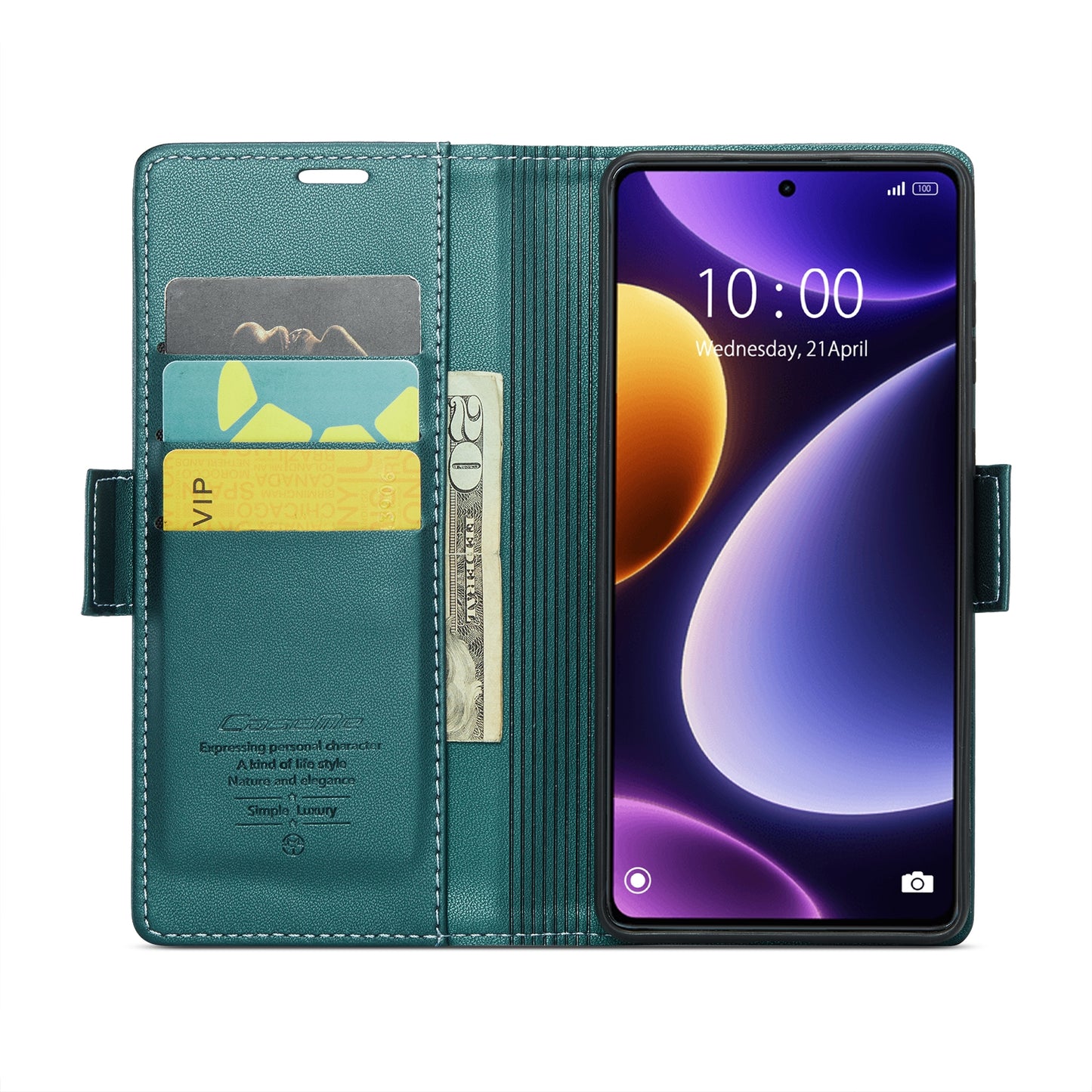 Xiaomi Poco F5 5G Litchi Texture RFID Anti-theft Leather Phone Case with Butterfly Buckle, Stand & Card Wallet with TPU Shell