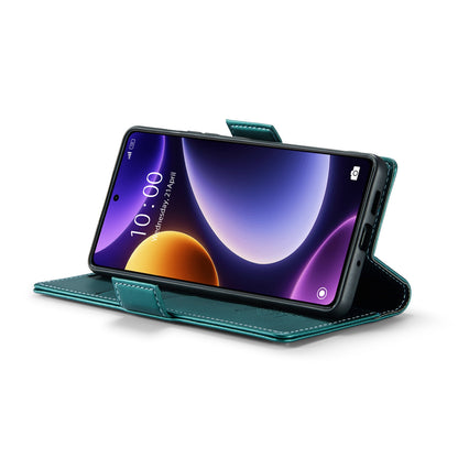 Xiaomi Poco F5 5G Litchi Texture RFID Anti-theft Leather Phone Case with Butterfly Buckle, Stand & Card Wallet with TPU Shell