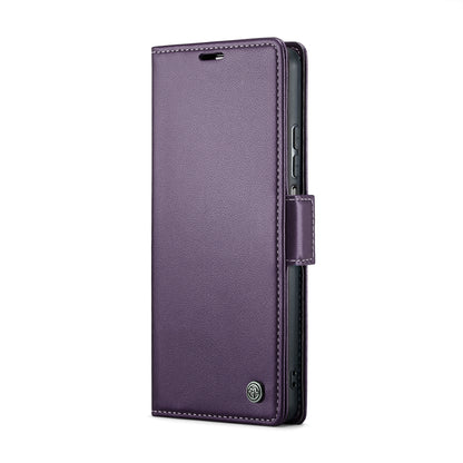 Xiaomi Poco F5 5G Litchi Texture RFID Anti-theft Leather Phone Case with Butterfly Buckle, Stand & Card Wallet with TPU Shell