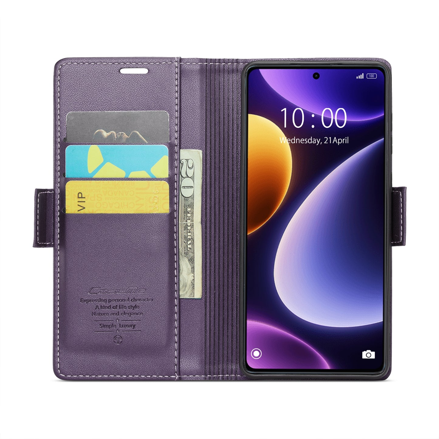 Xiaomi Poco F5 5G Litchi Texture RFID Anti-theft Leather Phone Case with Butterfly Buckle, Stand & Card Wallet with TPU Shell