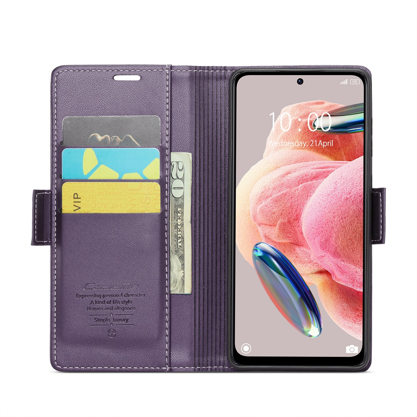 Xiaomi Redmi Note 12 4G Global Litchi Texture RFID Anti-theft Leather Phone Case with Butterfly Buckle, Stand & Card Wallet with TPU Shell