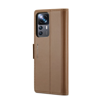 Xiaomi Redmi K50 Ultra Litchi Texture RFID Anti-theft Leather Phone Case with Butterfly Buckle, Stand & Card Wallet with TPU Shell