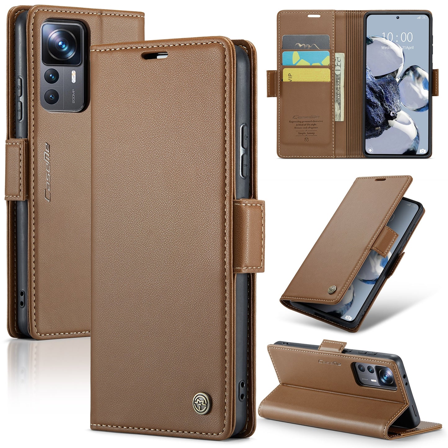 Xiaomi Redmi K50 Ultra Litchi Texture RFID Anti-theft Leather Phone Case with Butterfly Buckle, Stand & Card Wallet with TPU Shell