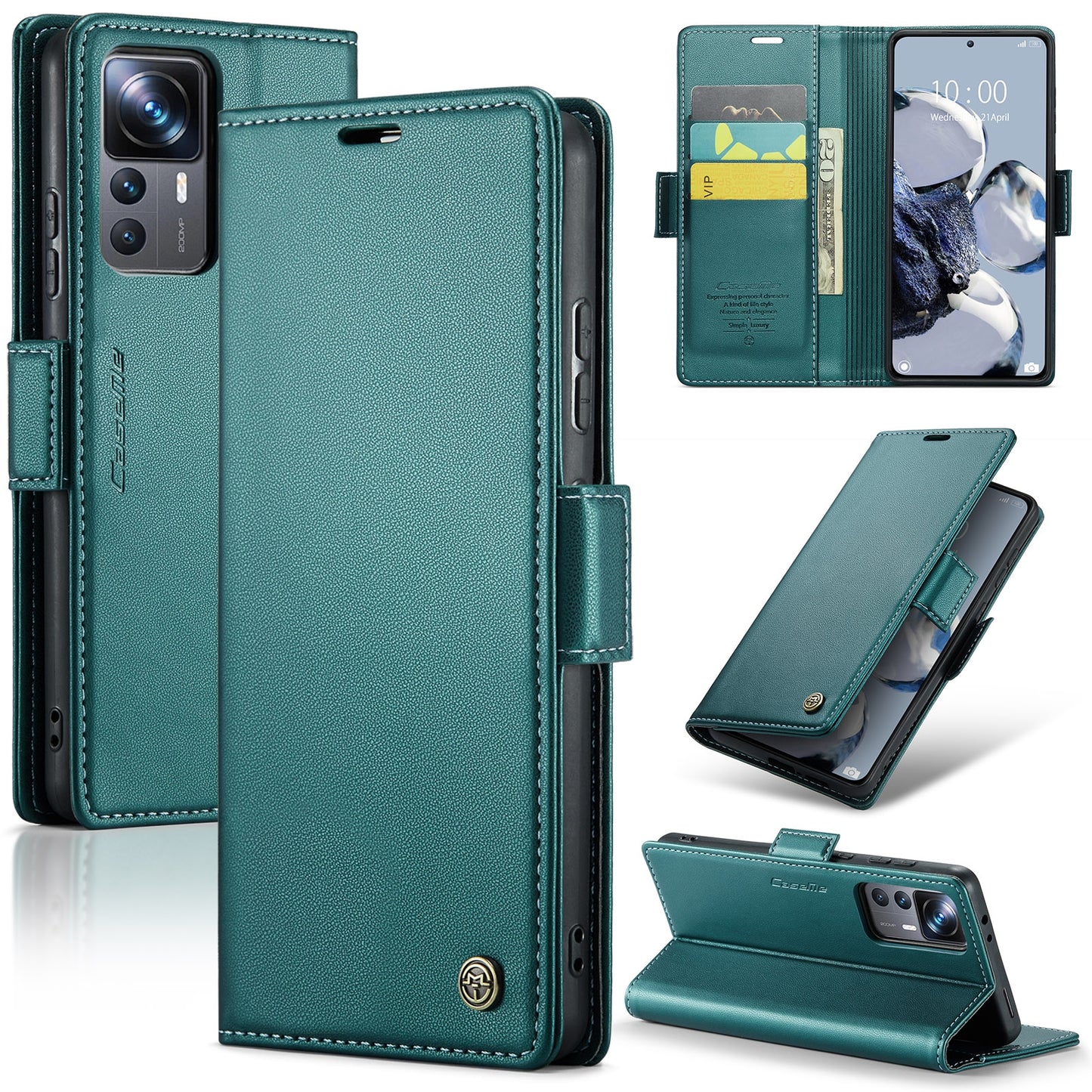 Xiaomi Redmi K50 Ultra Litchi Texture RFID Anti-theft Leather Phone Case with Butterfly Buckle, Stand & Card Wallet with TPU Shell