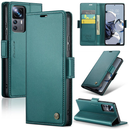 Xiaomi Redmi K50 Ultra Litchi Texture RFID Anti-theft Leather Phone Case with Butterfly Buckle, Stand & Card Wallet with TPU Shell