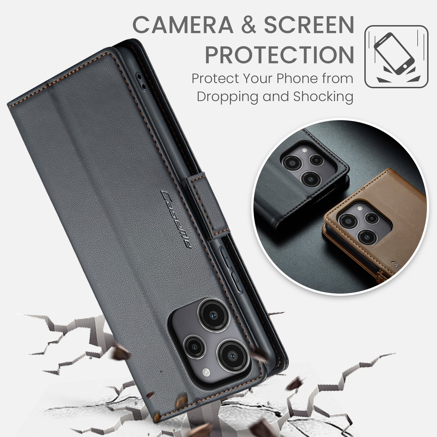 Xiaomi Redmi 12 4G/5G Litchi Texture RFID Anti-theft Leather Phone Case with Butterfly Buckle, Stand & Card Wallet with TPU Shell